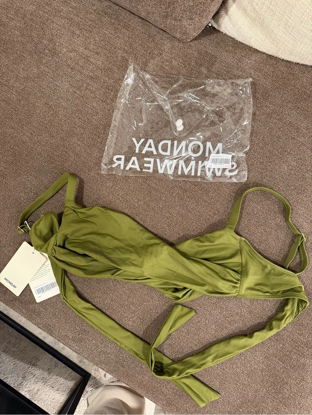 NWT Monday Swimwear Olive Green Bikini Top SIZE V (XL)